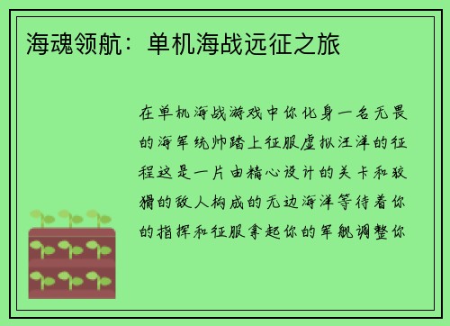 海魂领航：单机海战远征之旅